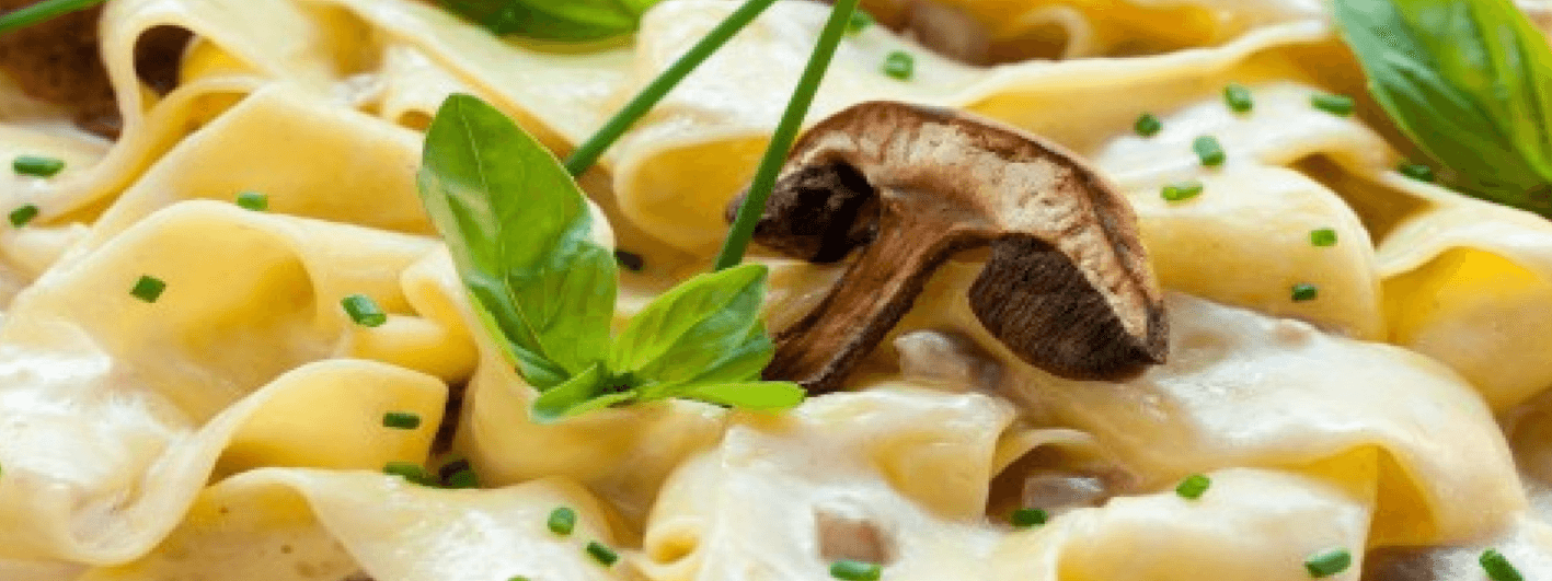 Tagliatelles met champignons en Maredsous® Dubbelroom